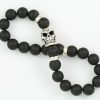 Neron Sterling Silver Skull Matte Black Onyx Beaded Bracelet BB-054