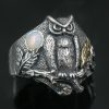 Owl Under Opal Moon Sterling Silver Ring LR-137