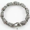 Panther Head Link Silver Bracelet With Skull Closure BR-028