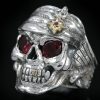 Pirate Skull Color CZ Eyed Silver Ring MR-004L