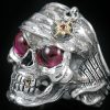 Pirate Skull Red Ruby Eyed Silver Ring MR-003H