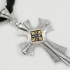 Radiant Cross Natural Blue Sapphire Two Tone Silver Pendant PT-060
