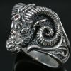 Ram Sterling Silver Ring with Rubies MR-050
