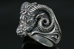 Ram Sterling Silver Ring with Rubies MR-050