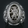 Rampant Griffin Baroque Style Silver Ring UR-071S