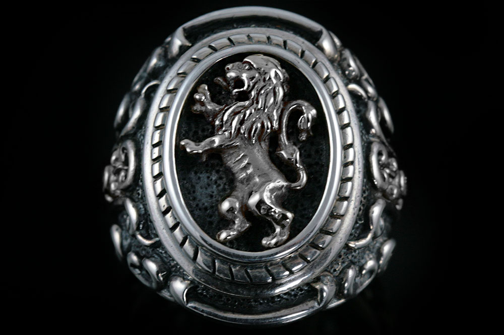 Rampant Silver Lion Heraldry Silver Ring MR-23S