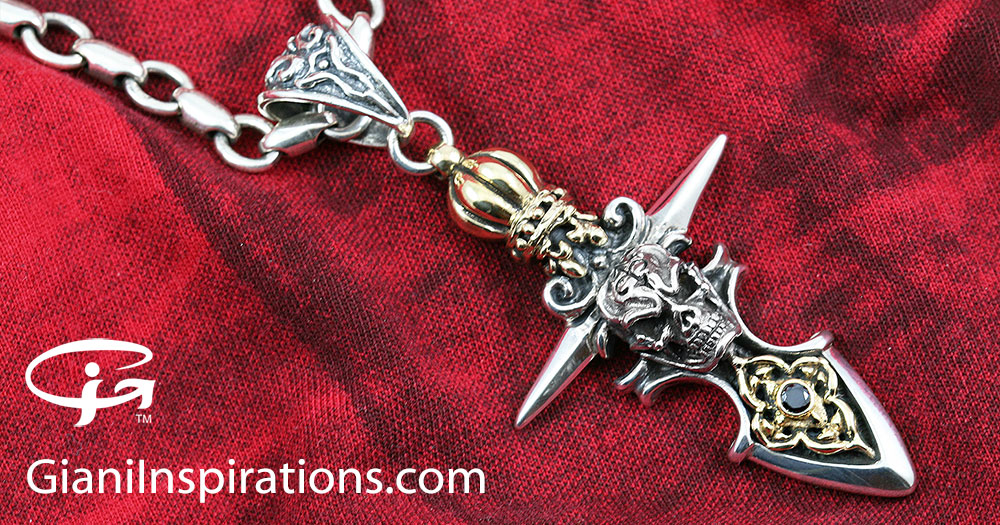 Rasputin Crown Skull And Arrows Silver Pendant Pn 032