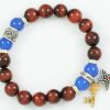 Right Direction 10mm Red Tiger Eye & Blue Agate Beaded Silver Bracelet BB-063