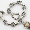 Royal Chain Heart & Cross Charm Silver Bracelet LBR-031