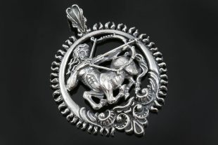 Sagittarius Zodiac Greek Mythological Baroque Silver Pendant PT-014