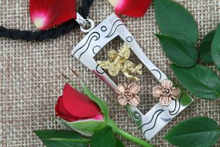 Serenade Singing Angel and Flowers Gold & Silver Pendant PT-167