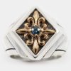 Sergius Gothic Style Silver Two Tone Ring With Sapphire MR-048