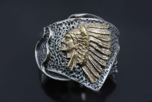 Sioux Native American Oxidized Silver Ring MR-140