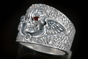 Skull & Wings Sterling Silver Ring MR-017