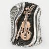Stradivarius Violin Long Modern Two Tone Silver and 14K Gold Ring LR-102