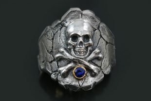 Treasure Island Skull and Bones Oxidized Silver Pirate Ring UR-128
