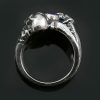 Twins CZ Eyed Skull Gothic Oxidized Silver Ring UR-131