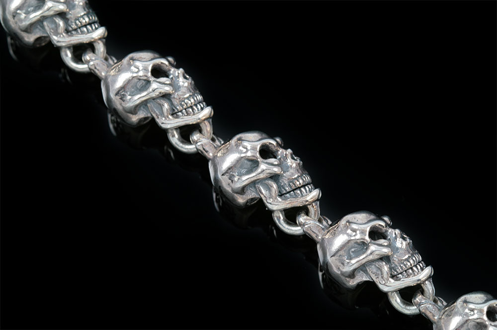 Twisted Skull Chain Sterling Silver Bracelet BR-014