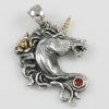 Unicorn Red Garnet Two Tone Silver Pendant PT-078