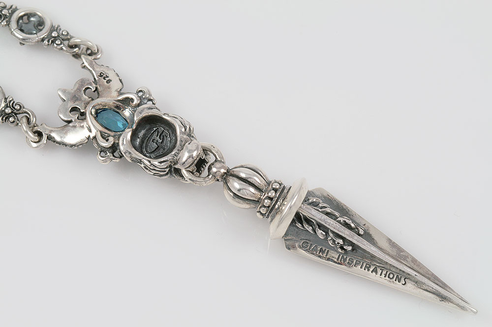 Venezzia Lion Head & Dagger Silver Necklace N-023